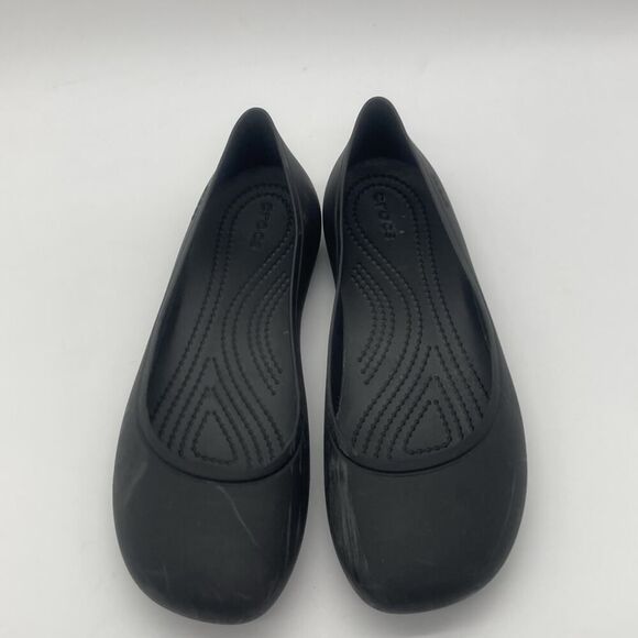 Womens Size 9 Crocs On The Clock Work Flat Matte Black Pointed Toe Flats - Picture 3 of 11